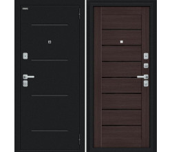 Дверь входная металлическая «Техно/BChrome» Букле черное/Wenge Melinga