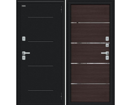 Дверь входная металлическая с терморазрывом «Thermo Лайн/BChrome» Букле черное/Wenge Melinga