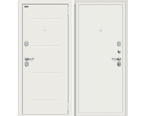 Дверь входная металлическая «Аура Kale» Off-white R/Шагрень белая