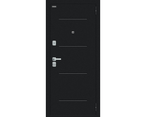 Дверь входная металлическая «Техно/BChrome» Букле черное/Wenge Melinga