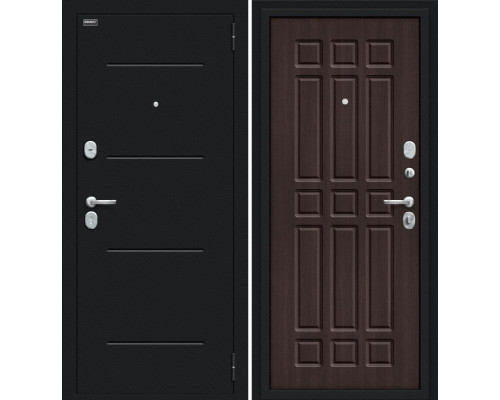 Дверь входная металлическая «Мило 104.52» Букле черное/Wenge Veralinga