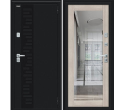 Дверь входная металлическая «Thermo-2 Флэш Декор-2» Букле черное/Cappuccino Veralinga