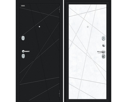 Дверь входная металлическая «Граффити-5» Букле черное/Snow Art