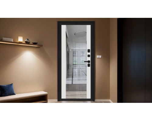 Дверь входная металлическая «Лайнер-3» Total Black/Off-white