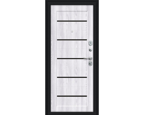 Дверь входная металлическая «Борн» Букле черное/Riviera Ice