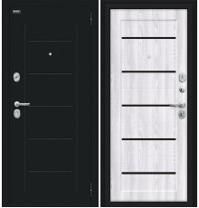 Дверь входная металлическая «Борн» Букле черное/Riviera Ice