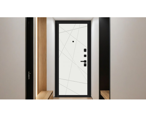 Дверь входная металлическая «Кьюб» (RBE) Total Black/Super White