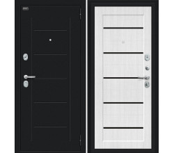 Дверь входная металлическая «Борн» Букле черное/Snow Melinga