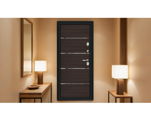 Дверь входная металлическая «Лайн» Букле черное/Wenge Veralinga
