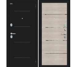 Дверь входная металлическая «Лайн» Букле черное/Cappuccino Veralinga