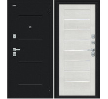 Дверь входная металлическая «Техно/BChrome» Букле черное/Bianco Melinga