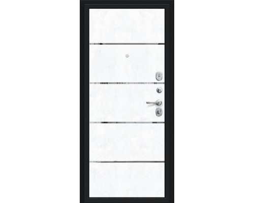 Дверь входная металлическая «Лайн» Букле черное/Snow Art