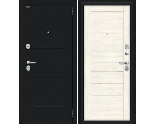 Дверь входная металлическая «Сити Kale» Букле черное/Nordic Oak