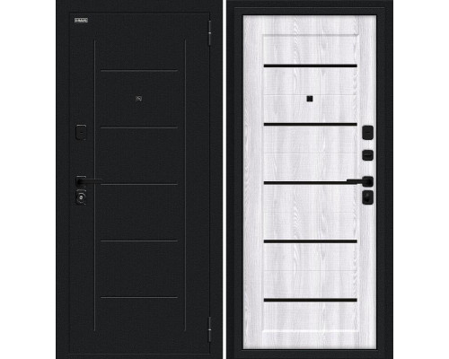 Дверь входная металлическая «Борн/SBlack» Букле черное/Riviera Ice