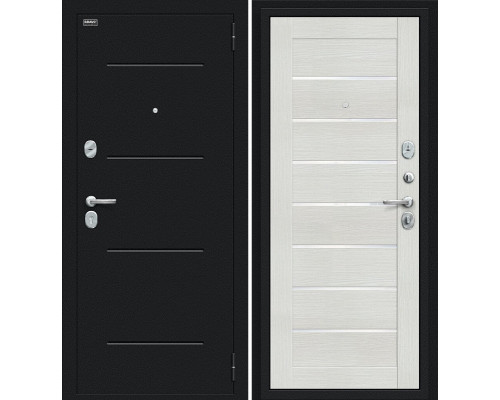 Дверь входная металлическая «Техно» Букле черное/Bianco Veralinga
