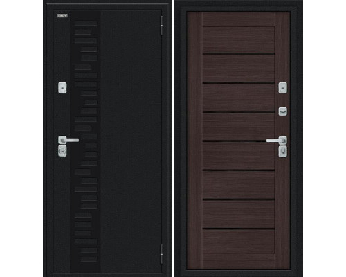 Дверь входная металлическая с терморазрывом «Thermo Техно Д2/BChrome» Букле черное/Wenge Melinga