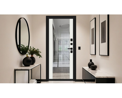 Дверь входная металлическая «Лайнер-3» Total Black/Nordic Oak