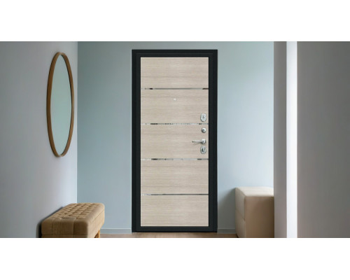 Дверь входная металлическая «Лайн» Букле черное/Cappuccino Veralinga