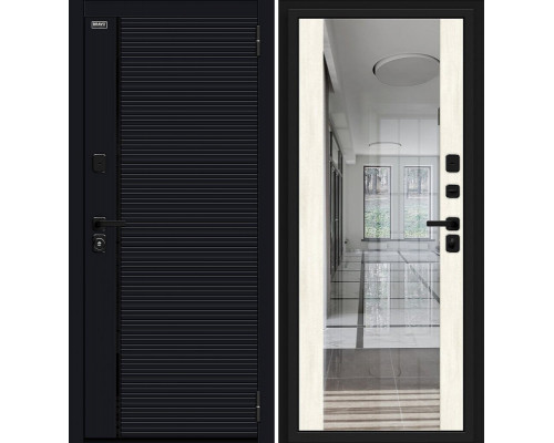 Дверь входная металлическая «Лайнер-3» Total Black/Nordic Oak