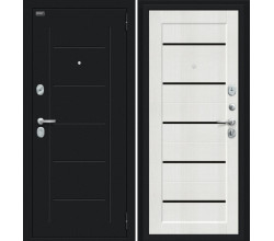 Дверь входная металлическая «Борн» Букле черное/Bianco Veralinga