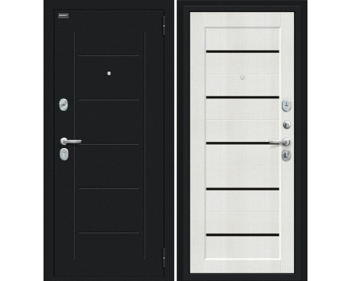 Дверь входная металлическая «Борн» Букле черное/Bianco Veralinga