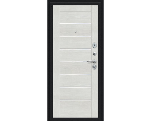 Дверь входная металлическая «Техно» Букле черное/Bianco Veralinga