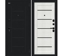 Дверь входная металлическая «Борн/SBlack» Букле черное/Bianco Melinga