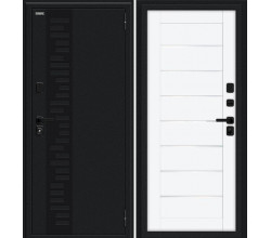 Дверь входная металлическая с терморазрывом «Thermo Техно Д2/SBlack» Букле черное/White Silk