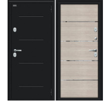 Дверь входная металлическая «Thermo Лайн» Букле черное/Cappuccino Veralinga
