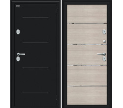 Дверь входная металлическая «Thermo Лайн» Букле черное/Cappuccino Veralinga