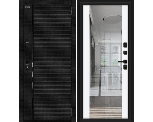 Дверь входная металлическая «Лайнер/SBlack» Carbon/White Silk