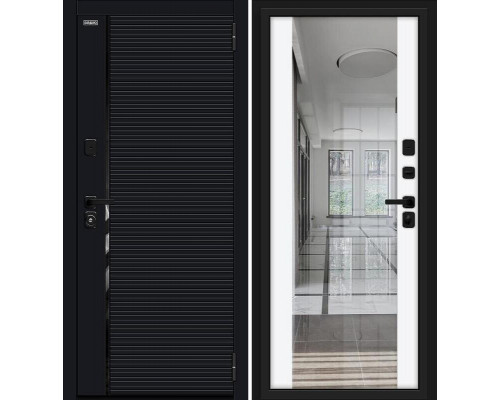 Дверь входная металлическая «Лайнер/SBlack» Black Shell/White