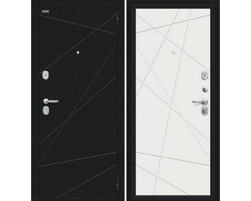 Дверь входная металлическая «Граффити-5» Букле черное/Super White