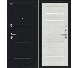 Дверь входная металлическая «Техно» Букле черное/Bianco Veralinga