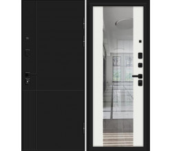 Дверь входная металлическая «Optim Z-2 Нео Зеркало» Муар черный/Белый