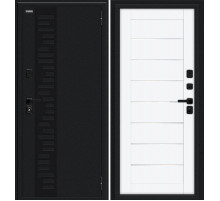 Дверь входная металлическая с терморазрывом «Thermo Техно Д2/SBlack» Букле черное/White Silk
