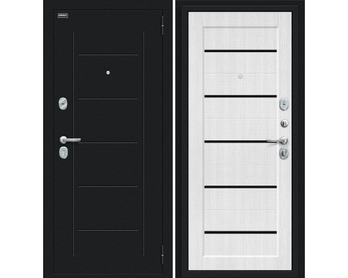 Дверь входная металлическая «Борн» Букле черное/Snow Melinga