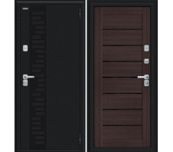 Дверь входная металлическая с терморазрывом «Thermo Техно Д2/BChrome» Букле черное/Wenge Melinga