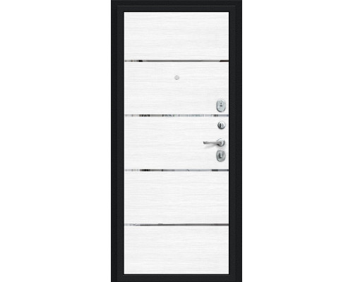 Дверь входная металлическая «Лайн» Букле черное/Snow Melinga