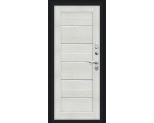 Дверь входная металлическая «Техно Kale» Букле черное/Bianco Veralinga