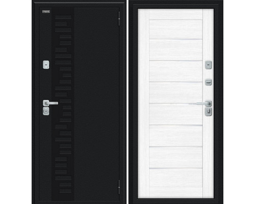 Дверь входная металлическая «Thermo-2 Техно Декор-2» Букле черное/Snow Melinga