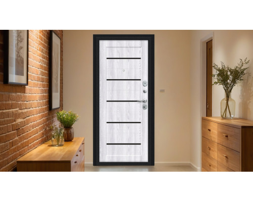 Дверь входная металлическая «Борн» Букле черное/Riviera Ice