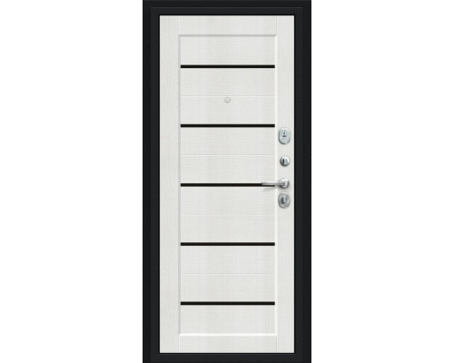 Дверь входная металлическая «Борн» Букле черное/Bianco Veralinga