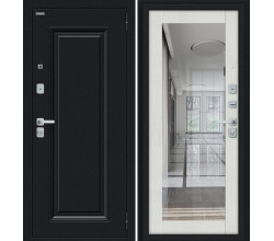 Дверь входная металлическая «Флэш МФ/BChrome» Букле черное/Bianco Melinga
