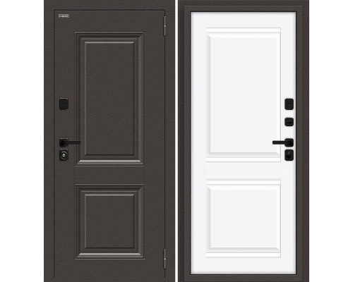 Дверь входная металлическая с терморазрывом «Thermo Некст МФ/SBlack» Старк шоколад/White Silk