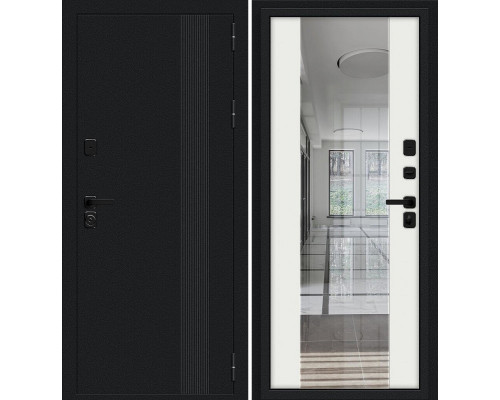 Дверь входная металлическая «Эйр» Букле черное/White Shell