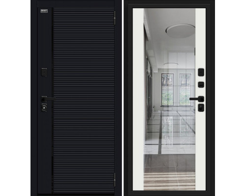 Дверь входная металлическая «Лайнер-3» Total Black/Off-white