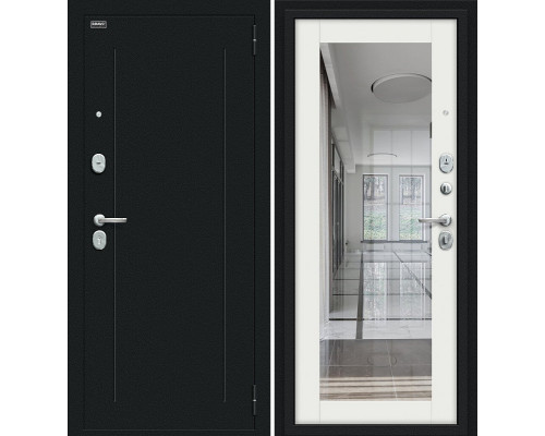 Дверь входная металлическая «Флэш 119.Б15» Букле черное/Off-white