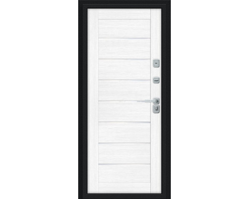 Дверь входная металлическая «Thermo-2 Техно Декор-2» Букле черное/Snow Melinga