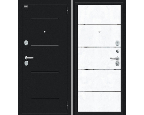 Дверь входная металлическая «Лайн» Букле черное/Snow Art